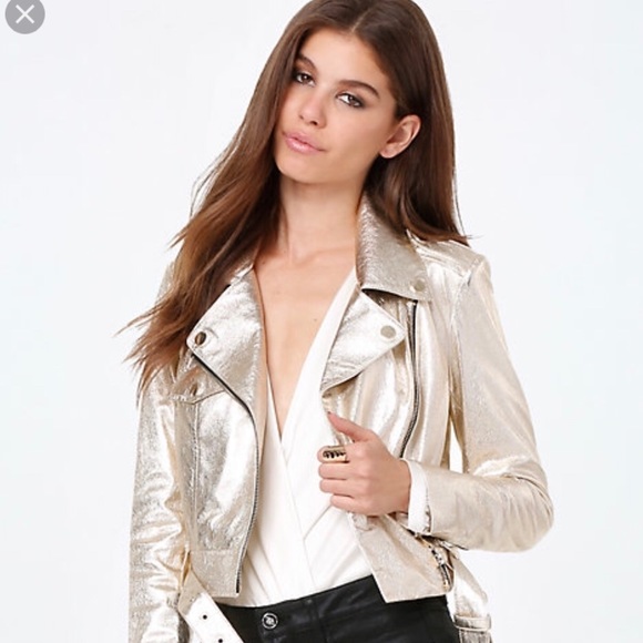 gold moto jacket
